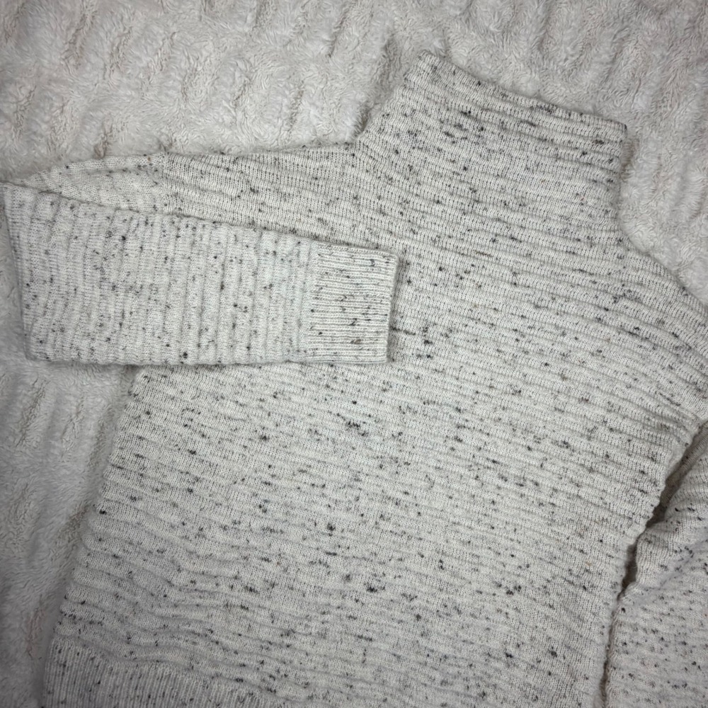 Madewell Cream Donegal Speckle Ribbed Turtleneck Wool Blend Sweater Size M